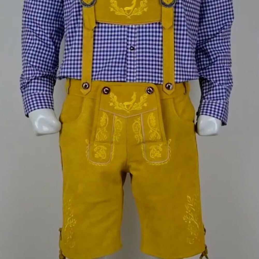 Traditional German Lederhosen Nowitzki Golden Brown Oktoberfest Lederhosen NEW